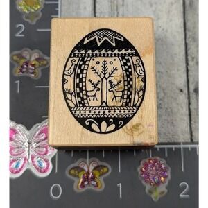 PSX Designs Nordic Holiday Winter Egg Reindeer C240 Rubber Stamp Wood #K56